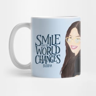 Beautiful girl portrait. Smile and good vibes come. Mug